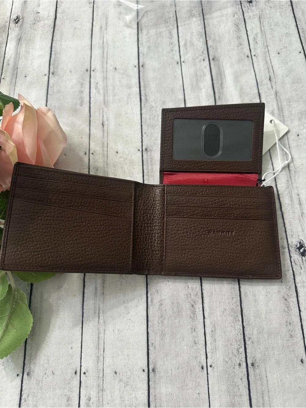 NWT Hammitt Balboa Bifold Bourbon/Gunmetal Leather Wallet